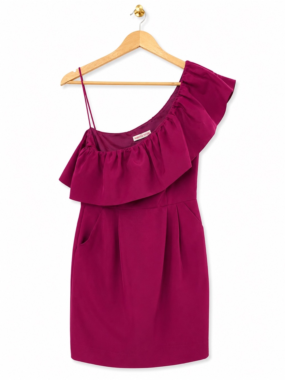 Rebecca Taylor One Shoulder Ruffle Cocktail Dress Size 2 Silk Cotton Blend